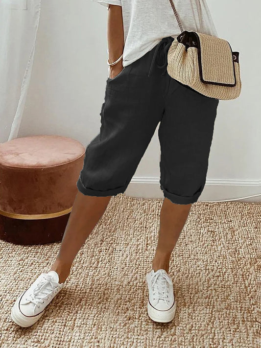Linnen dames shorts met verstelbare taille – Emma
