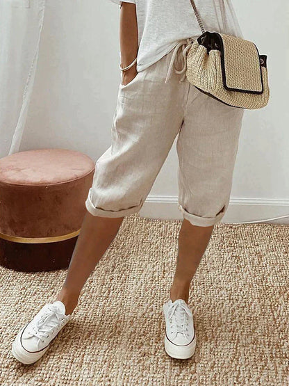 Linnen dames shorts met verstelbare taille – Emma