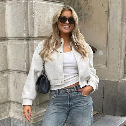Trendy cropped bomberjack voor dames – Olivia