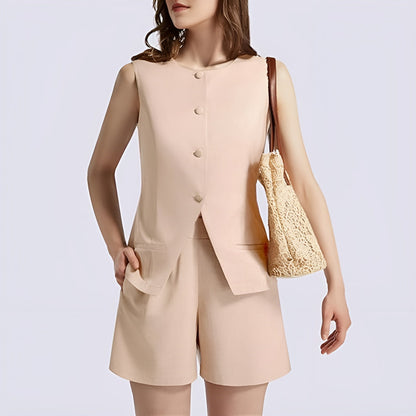 Gilet en short dames set voor zomerse look – Elvyna