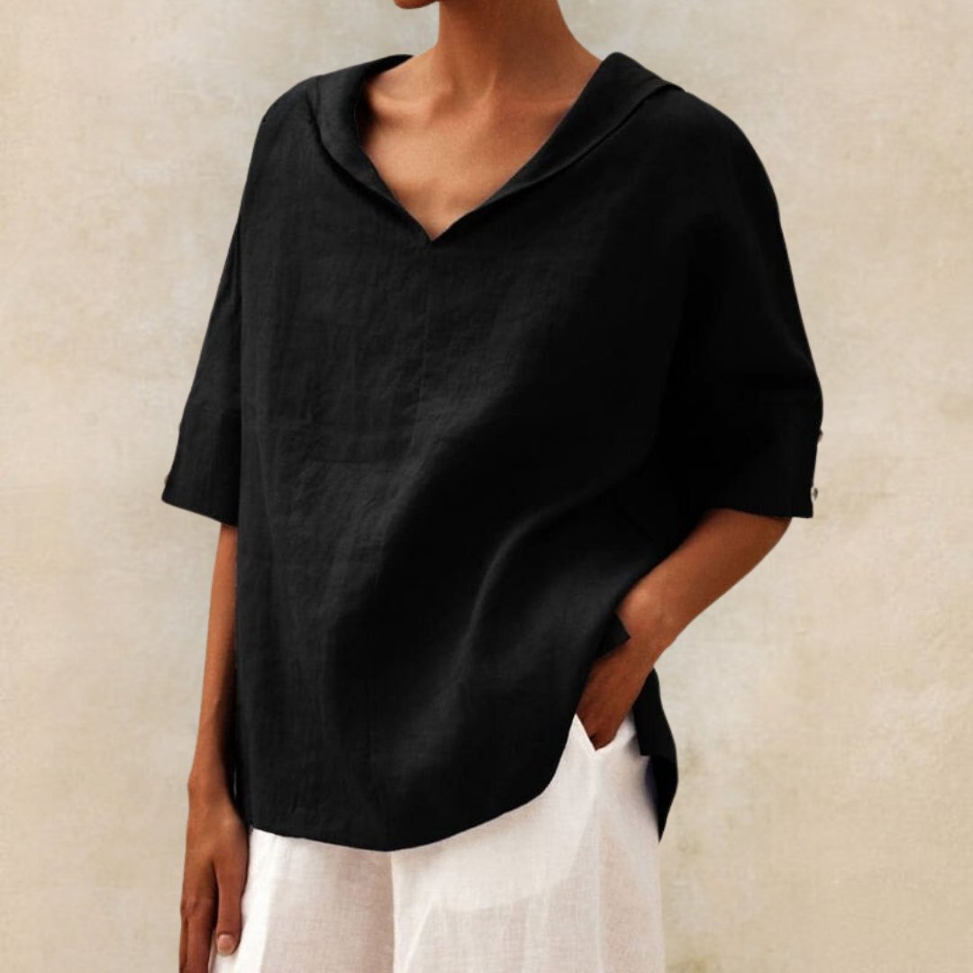 Dames Linnen V-hals Shirt Casual Comfort – Mila