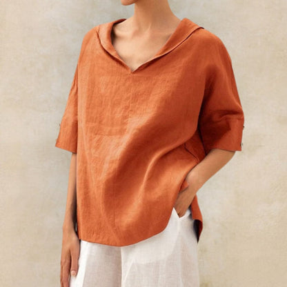 Dames Linnen V-hals Shirt Casual Comfort – Mila