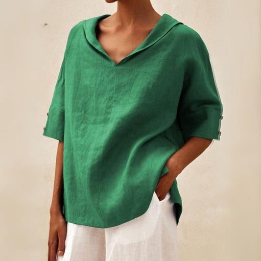 Dames Linnen V-hals Shirt Casual Comfort – Mila