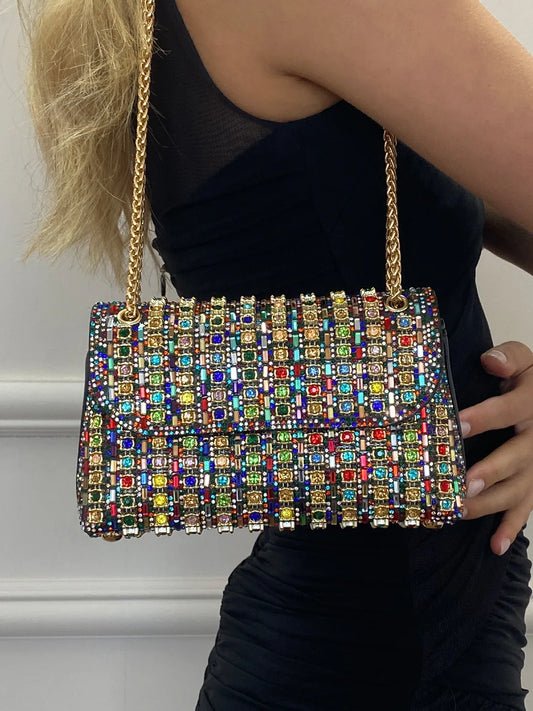 Strass avondtas met gouden ketting voor dames – Nirelle