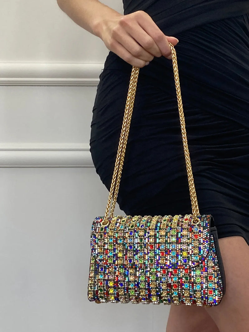 Strass avondtas met gouden ketting voor dames – Nirelle