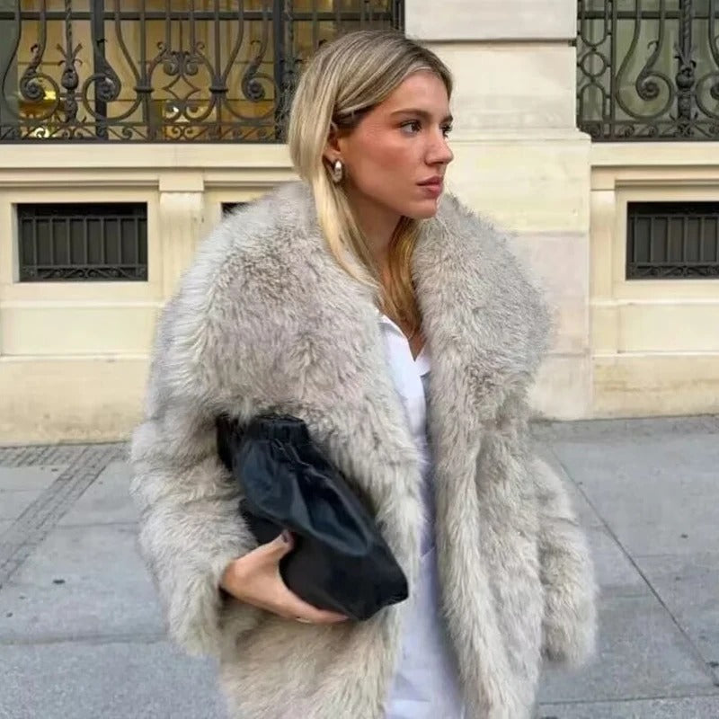 Luxe dames bontjas van hoogwaardig imitatiebont – Isabella