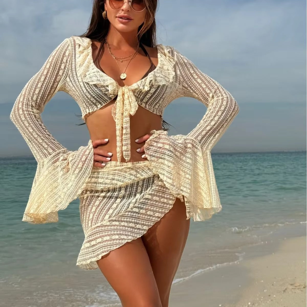 Boho bikini set met mesh strandoutfit – Yara