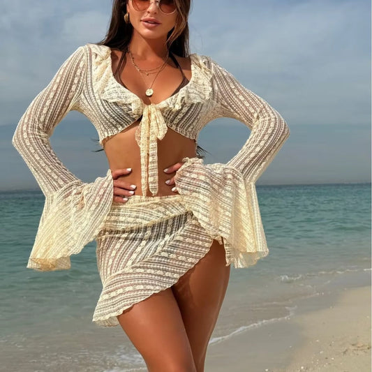Boho bikini set met mesh strandoutfit – Yara