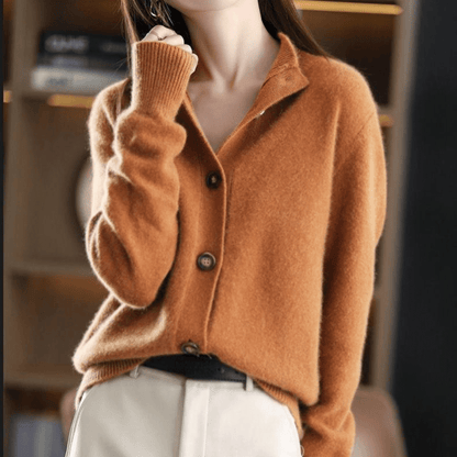 Luxe cashmere cardigan met hoge hals voor dames – Celeste