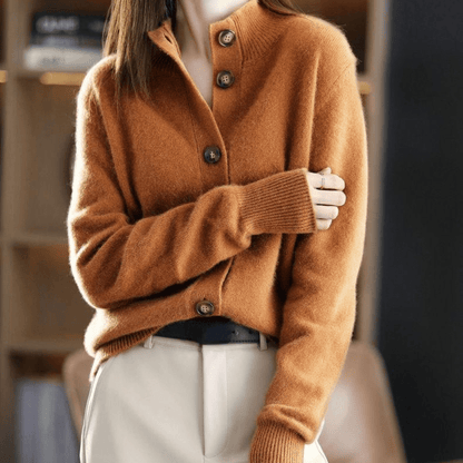 Luxe cashmere cardigan met hoge hals voor dames – Celeste
