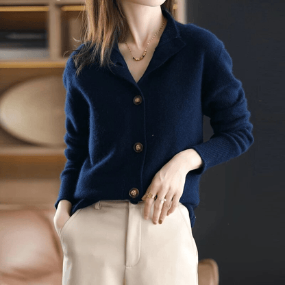 Luxe cashmere cardigan met hoge hals voor dames – Celeste