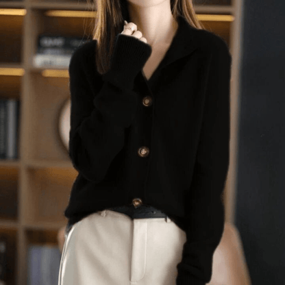 Luxe cashmere cardigan met hoge hals voor dames – Celeste