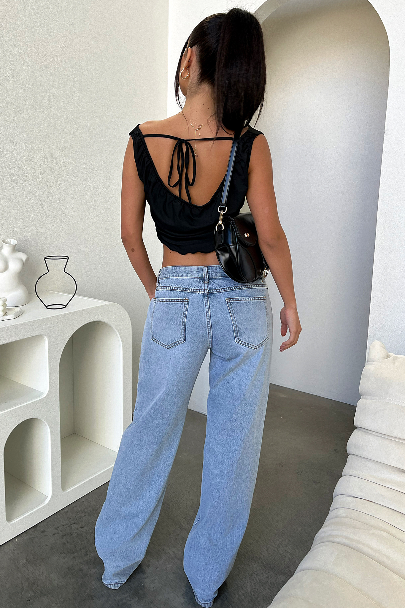 Low rise dames jeans met wijde pasvorm en zakken – Revika