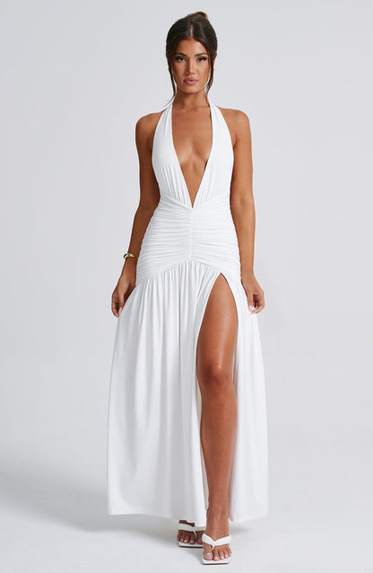 Elegante halter maxi-jurk met split voor dames – Selva