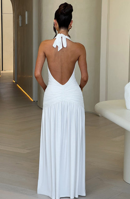 Elegante halter maxi-jurk met split voor dames – Selva