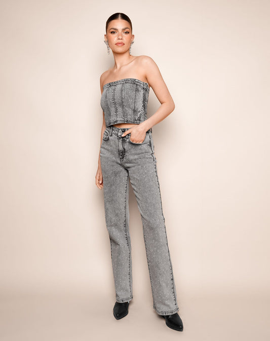 Bootcut Jeans Met Subtiele Studs Elegant – Lara