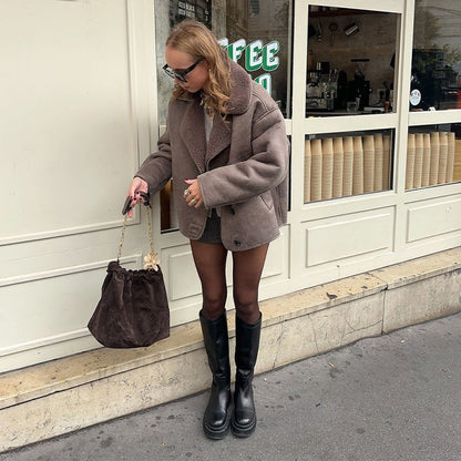 Suède Look Winterjas voor Dames met Fleece Voering – Marvella