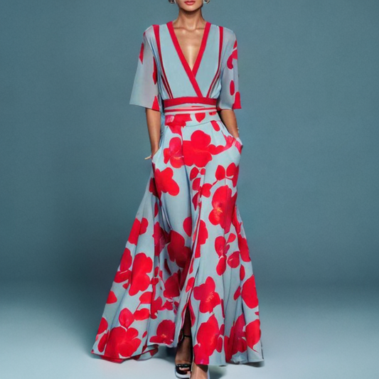Zomerjurk dames bloemenprint lichtblauw luchtig – Amanda