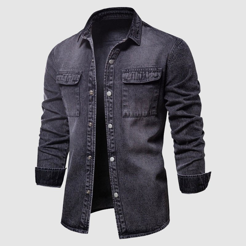 Heren Denim Overhemd met Patches en Zakken – Thomas