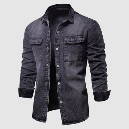 Heren Denim Overhemd met Patches en Zakken – Thomas