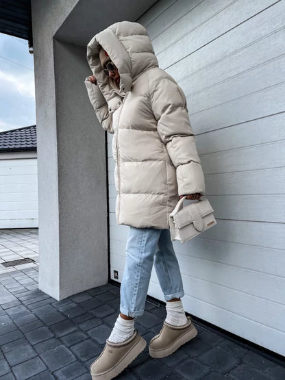 Warme gewatteerde winterjas dames met capuchon – Aurora