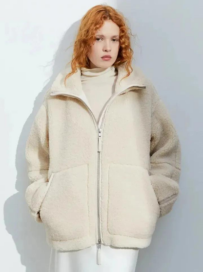 Alpaca Fleece Jas voor Dames met Rechte Pasvorm – Elinna