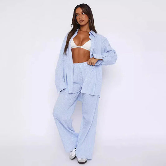 Oversized Krijtstreep Damesbroek met Hoge Taille – Nalani