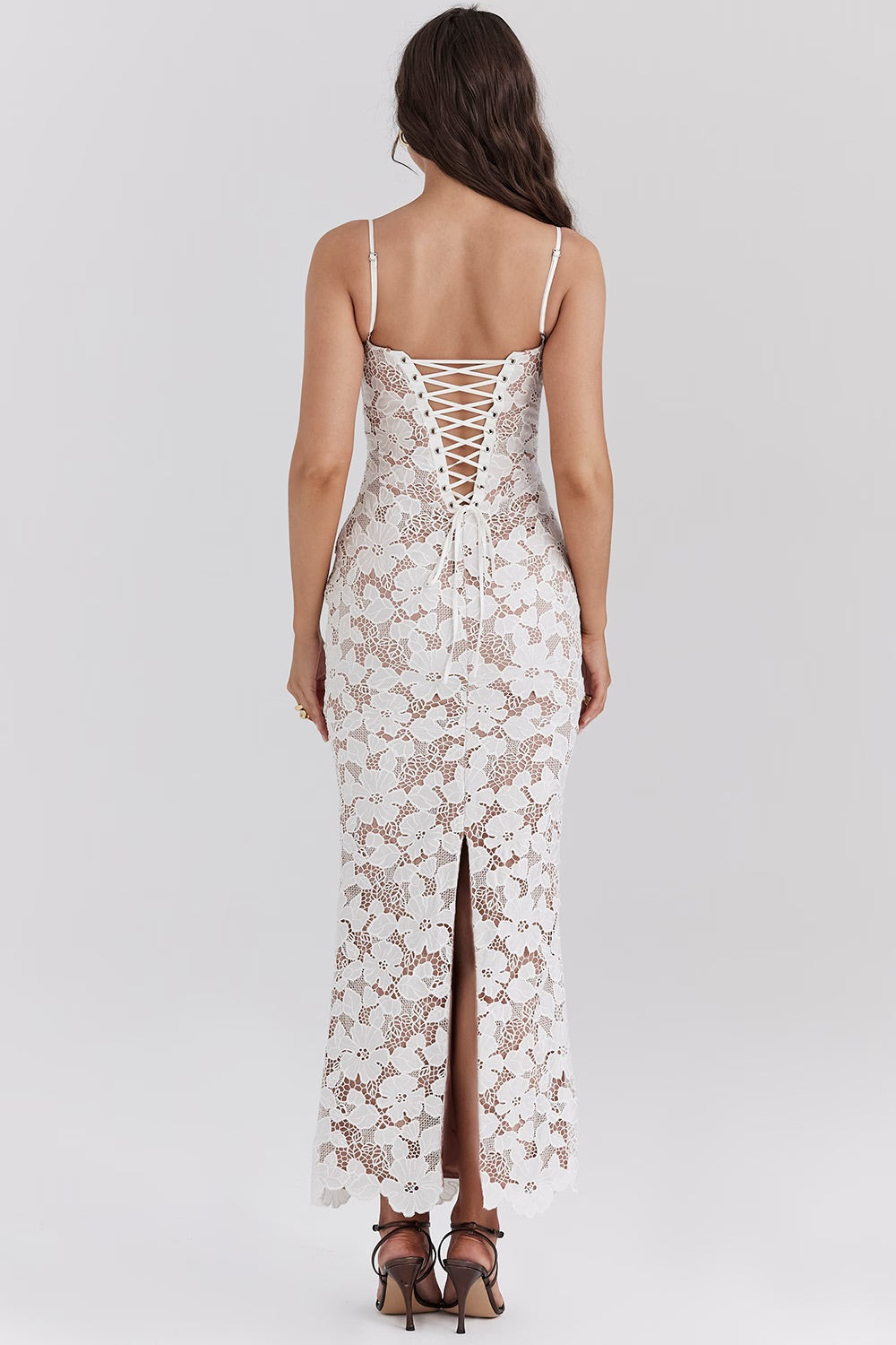 Maxi damesjurk met bloemen en vintage taille – Elvianne