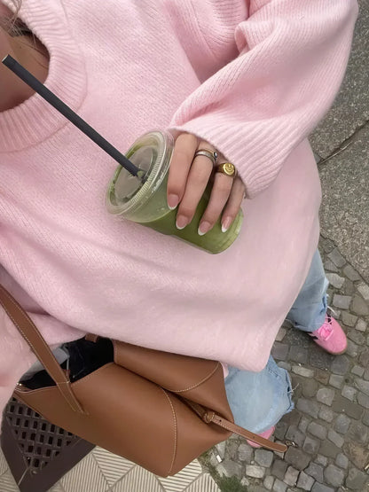 Oversized gebreide ronde hals trui voor dames – Elise