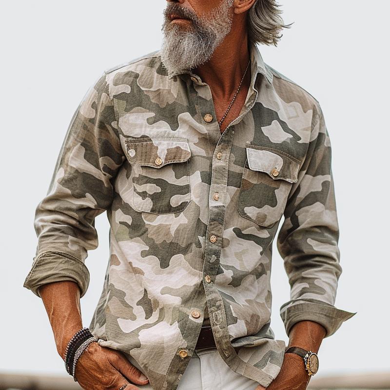 Camouflage Overhemd met Kraag Heren Casual - Dex