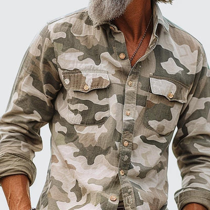 Camouflage Overhemd met Kraag Heren Casual - Dex