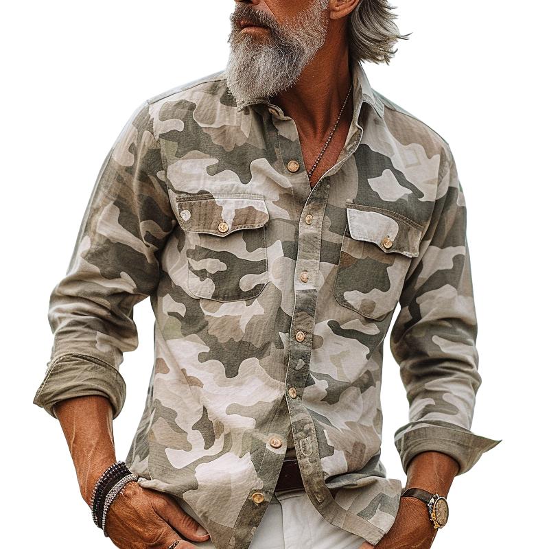 Camouflage Overhemd met Kraag Heren Casual - Dex