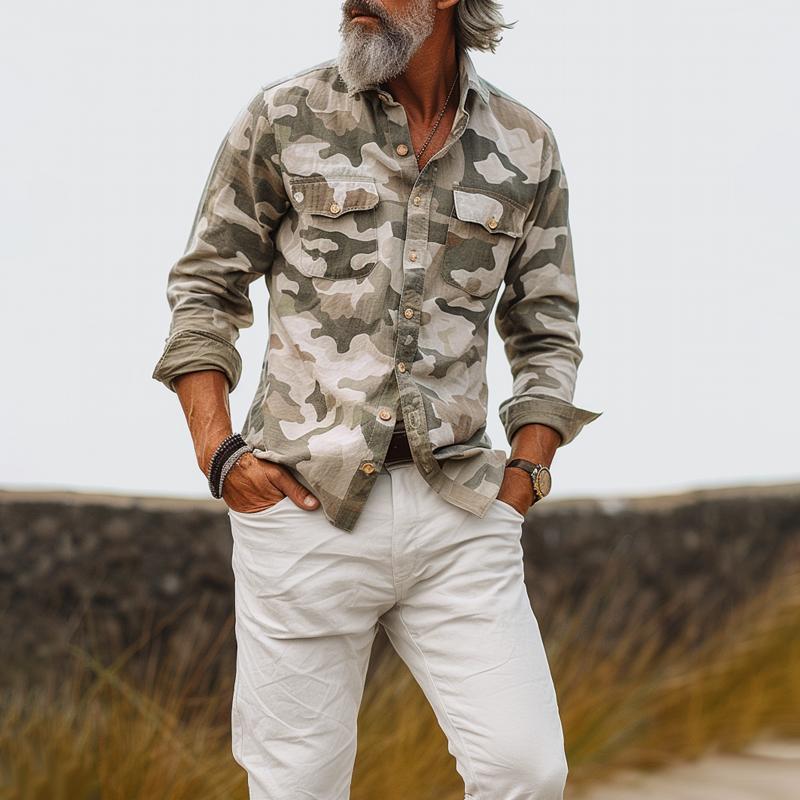 Camouflage Overhemd met Kraag Heren Casual - Dex