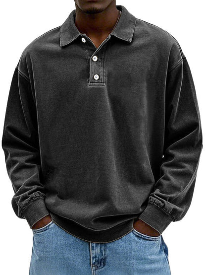 Heren polo lange mouw katoen casual stijl – Virellon