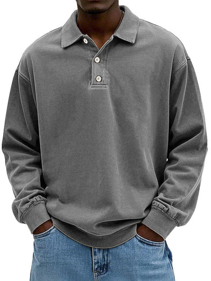 Heren polo lange mouw katoen casual stijl – Virellon