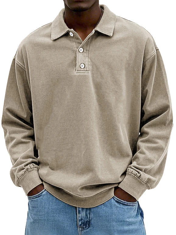 Heren polo lange mouw katoen casual stijl – Virellon