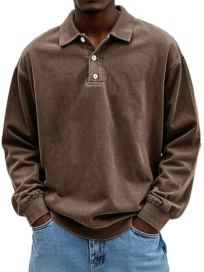 Heren polo lange mouw katoen casual stijl – Virellon