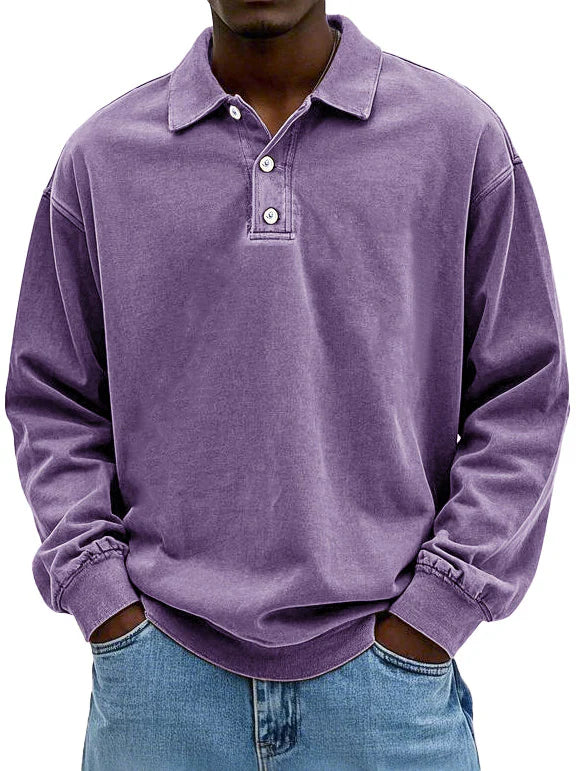 Heren polo lange mouw katoen casual stijl – Virellon