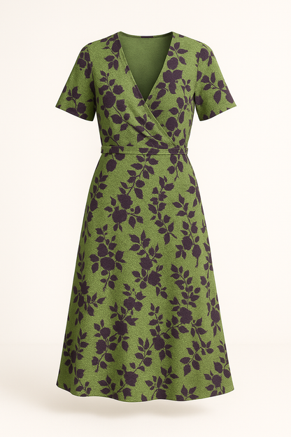 Bloemenwikkeljurk met ademend comfort en elegantie – Florentia