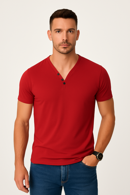 Casual heren T-shirt met V-hals en stretch – Joris
