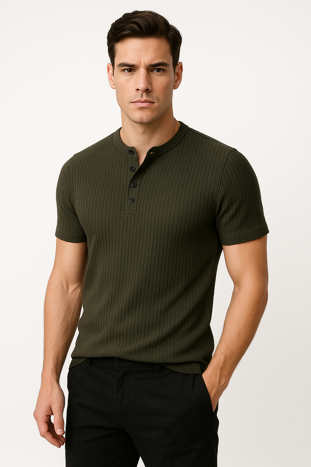 Slim fit Henley T-shirt voor heren – Wout