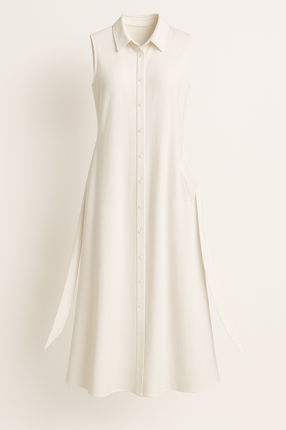 Shirt-style midi-jurk met strik in taille – Sophie