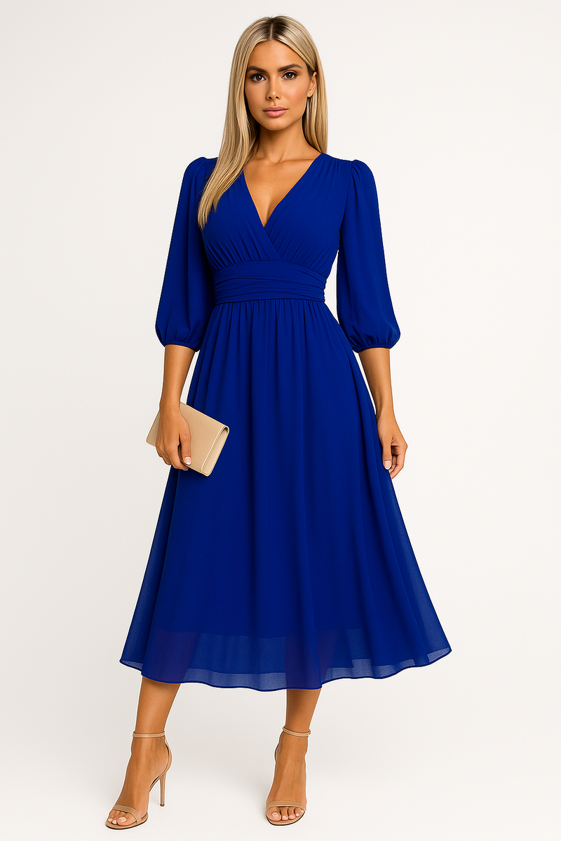 Zomerjurk van chiffon met hoge halslijn – Abigail