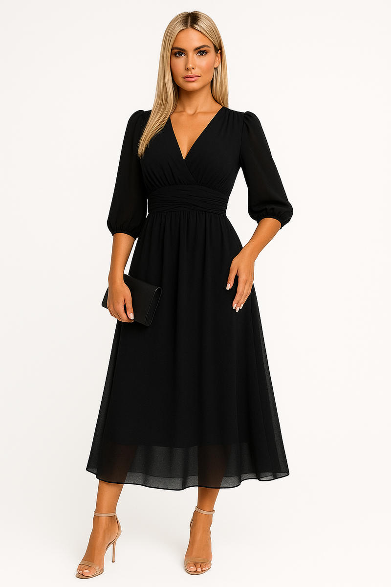 Zomerjurk van chiffon met hoge halslijn – Abigail