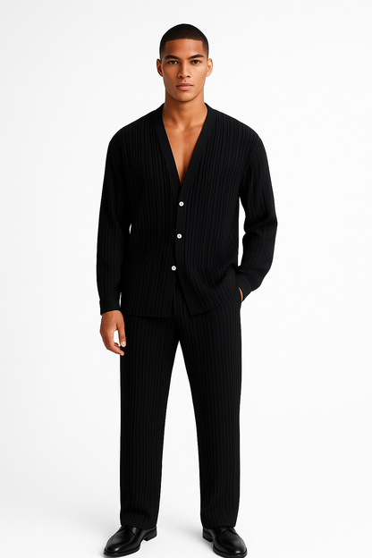 Zwarte dames loungewear set met wijde broek – Daniel
