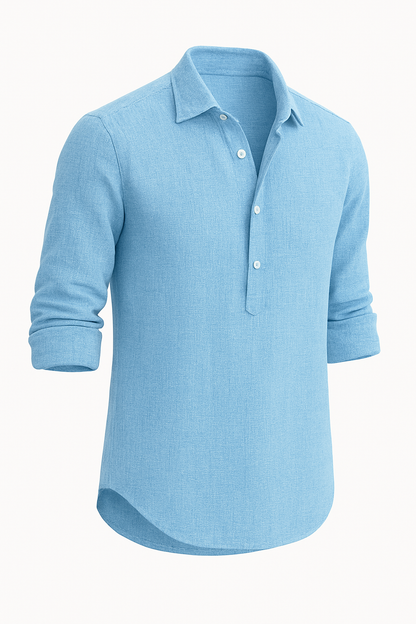Licht herenoverhemd met open kraag en elegante snit – Valenzo