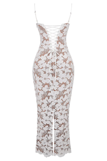 Maxi damesjurk met bloemen en vintage taille – Elvianne