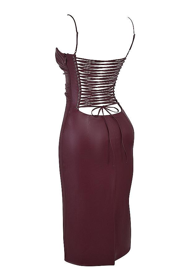 Leren midi-jurk met strak silhouet – Raven