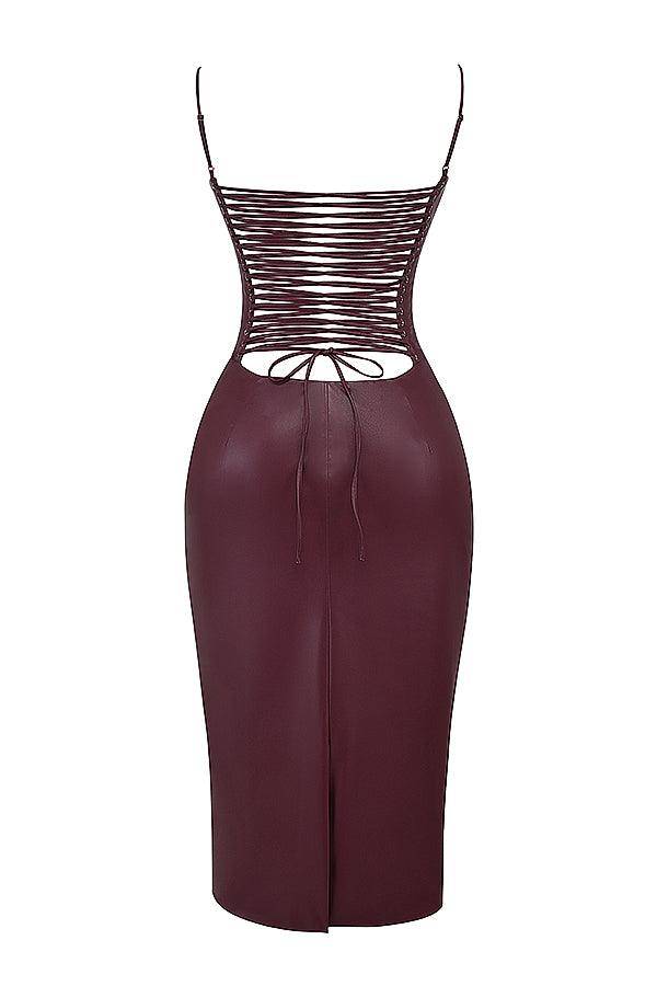 Leren midi-jurk met strak silhouet – Raven
