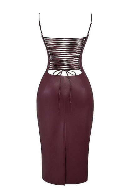 Leren midi-jurk met strak silhouet – Raven